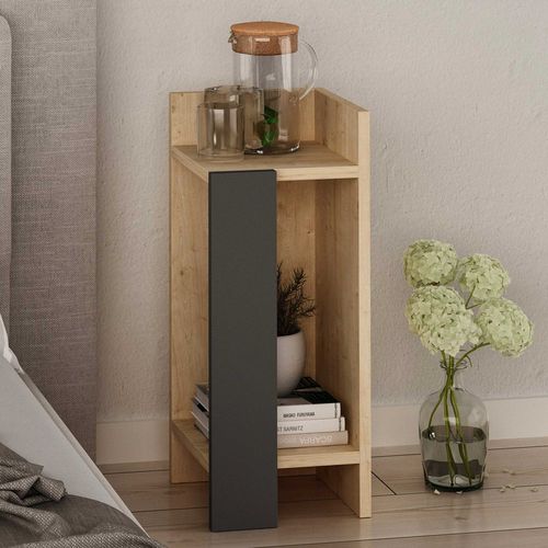 Elos Right Table De Chevet - 100 % Mélamine - Chêne, Anthracite