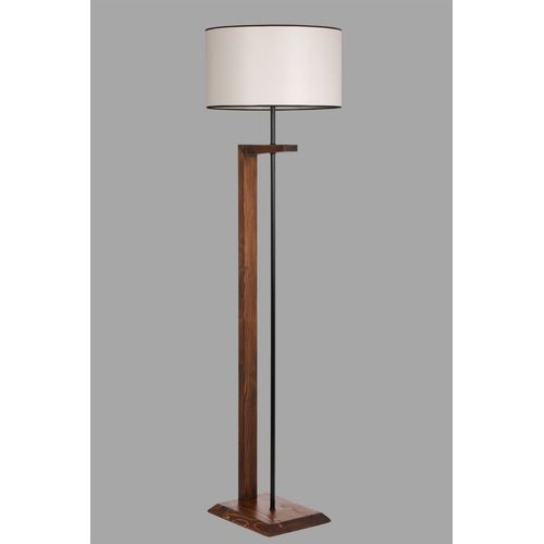 Lampadaire Soleta H163cm Bois Massif Naturel Et Tissu Blanc