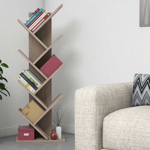 Hitit Bibliothèque - 100 % Mélamine - Noyer