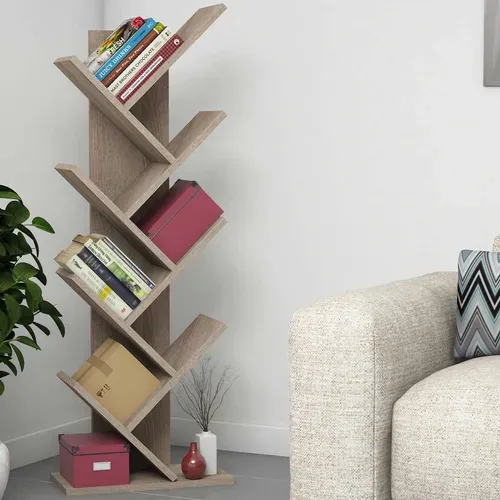 Hitit Bibliothèque - 100 % Mélamine - Noyer