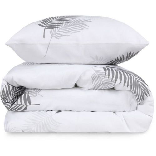 Housse De Couette 220 X 240 Cm + 2 Taies 60 X 60 Cm — 65% Coton, Réversible Gris/blanc