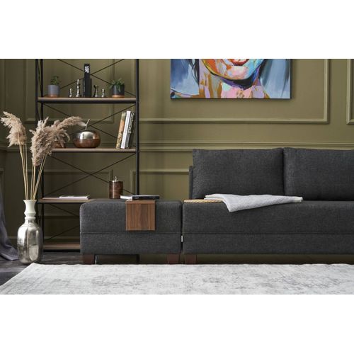 Canapé D'angle à Droite Modulable Gialos Tissu Anthracite