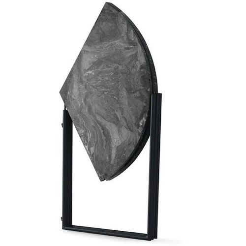 Table Ronde Pliable Origami 100 cm Effet Marbre Noir Et Métal Noir