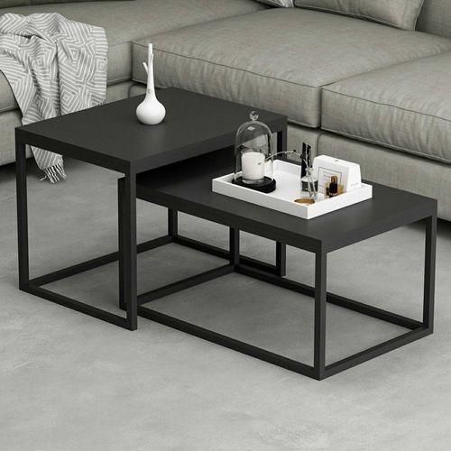 Leka Table Gigogne (2 Pièces) - 100 % Mélamine - Noir