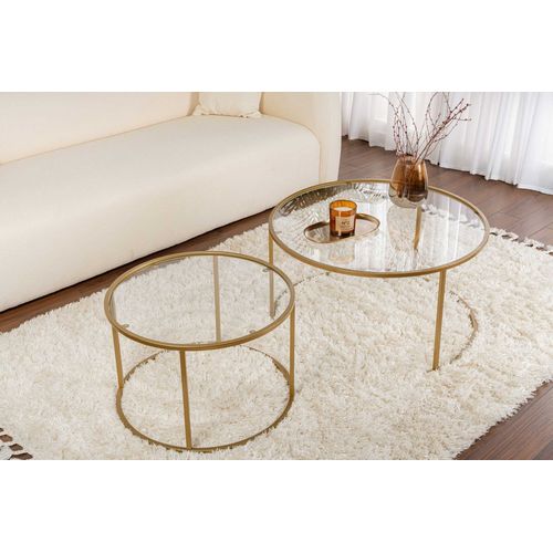 Gold-transparent-80-60 Ensemble De Table Basse - 100 % Métal - Or