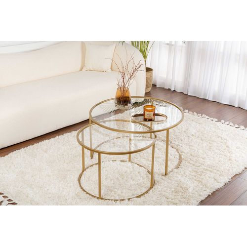 Gold-transparent-80-60 Ensemble De Table Basse - 100 % Métal - Or