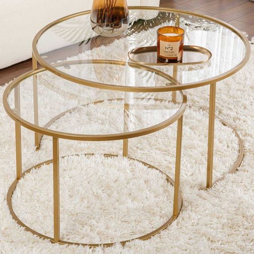 Gold-transparent-80-60 Ensemble De Table Basse - 100 % Métal - Or