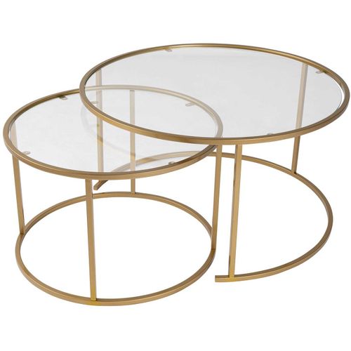 Gold-transparent-80-60 Ensemble De Table Basse - 100 % Métal - Or