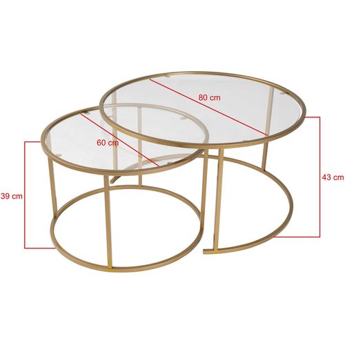 Gold-transparent-80-60 Ensemble De Table Basse - 100 % Métal - Or