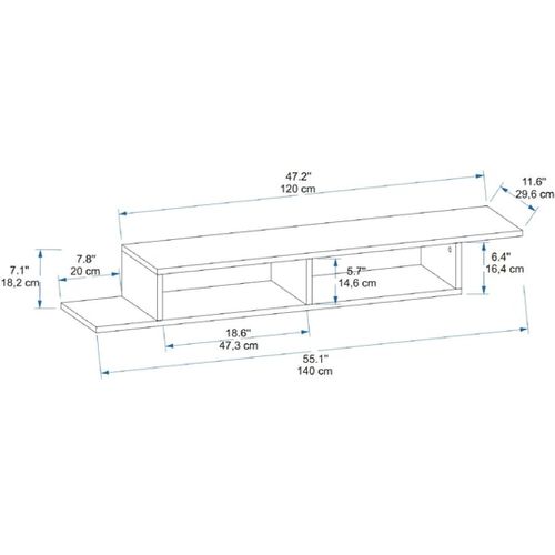Meuble TV En Bois "muson" - 120 X 29 X 18 Cm - Pin Atlantique