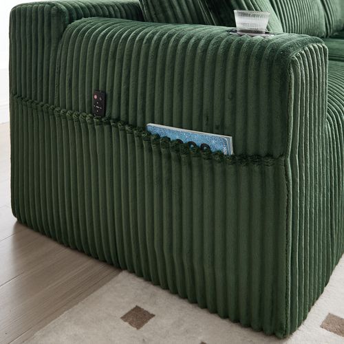 Canapé D'angle Modulable, 3 Places, Revêtement En Velours Côtelé