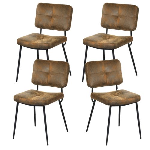 Ensemble Table Extensible Noire Pieds Or + 4 Chaises Suédine