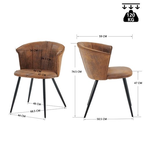 Ensemble Table Extensible Noire + 6 Chaises Coquille Suédine