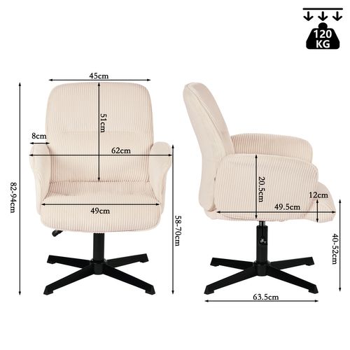 Fauteuil De Bureau Siège Pivotant Hauteur Réglable En Velours Côtelé