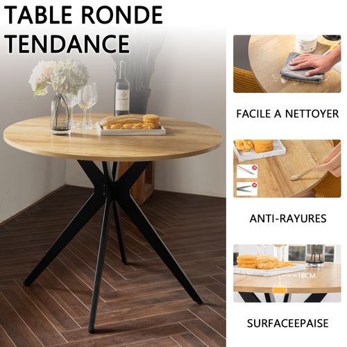 Table Salle à Manger Avec 2 Chaises, Ensemble De 3 Meubles, Bois Clair + Jaune