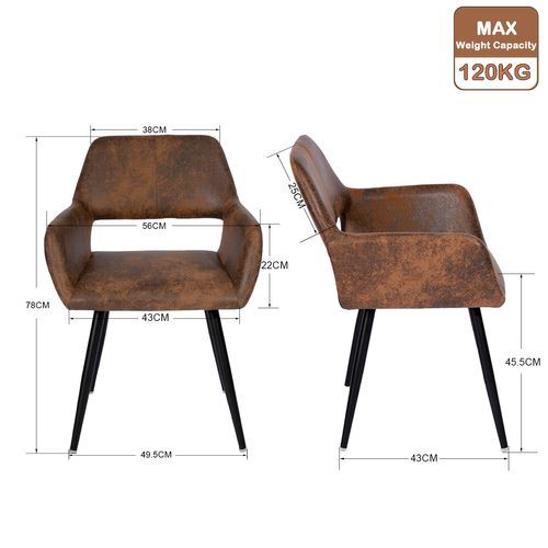 Chaise De Bureau Confortable Assise Rembourrée Style Scandinave Pieds Métal Marron