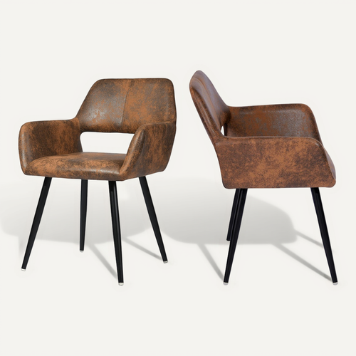 Chaise De Bureau Confortable Assise Rembourrée Style Scandinave Pieds Métal Marron