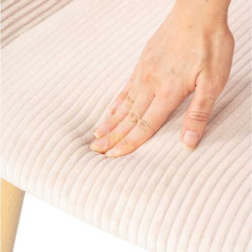 Chaise De Bureau Scandinave Assise Rembourrée Tissu Côtelé Pieds Bois Beige