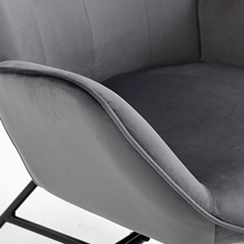 Lot De 2 Fauteuils à Bascule De Jardin - Velours Gris Doux Pour Extérieur Abrité