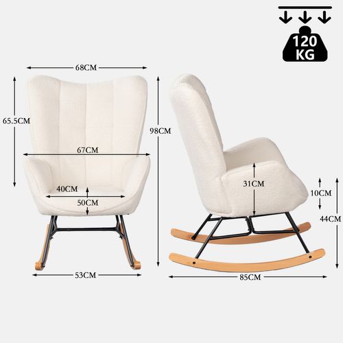 Fauteuil à Bascule De Jardin Cocooning - Tissu Bouclette Beige Naturel