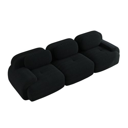 Canapé Modulable, 3 Places, Avec Accoudoirs, Revêtement En Velours Côtelé, Noir