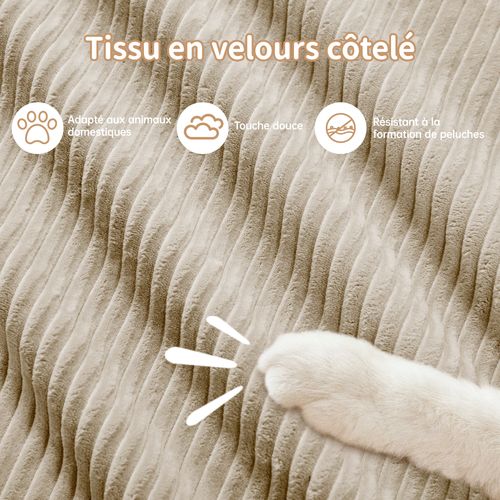 Canapé Modulable, 3 Places, Avec Accoudoirs, Revêtement En Velours Côtelé, Beige