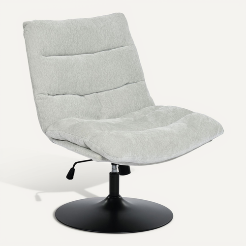 Fauteuil Ergonomique Pivotant Hauteur Réglable En Tissu Chenille Gris