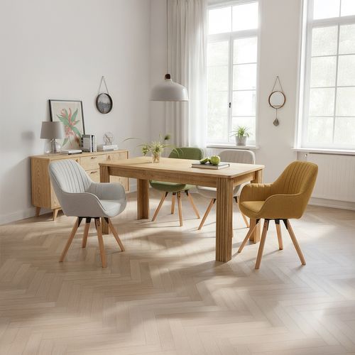 Table Salle à Manger Rectangulaire, 4–6 Personnes, 116x65x75cm, Chêne