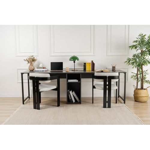 Bureau Double Moderne Hanvel L240cm Bois Et Métal Noir