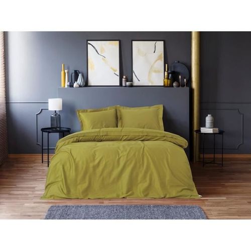 Parure De Lit - 1 Housse De Couette 220 X 240 Cm + 2 Taies D'oreiller 60 X 60 Cm - Vert