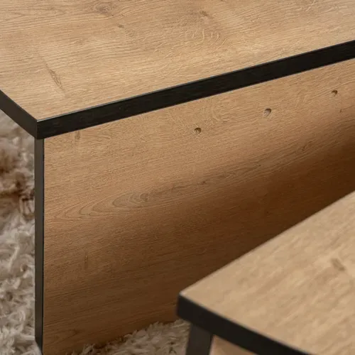 Table Basse En Bois "orion" 90 X 60 X 30 Cm - Chêne à Miel
