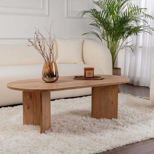 Table Basse Ovale En Aggloméré Sable Pin