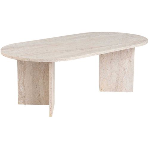 Table Basse Ovale En Aggloméré Sable Marbré Travertine