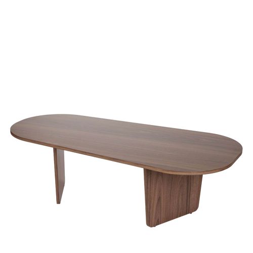 Soma - Table Basse Ovale En Bois 130x65cm - Bois Foncé