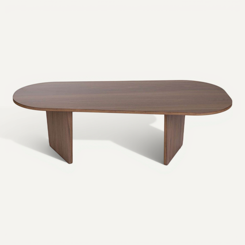 Soma - Table Basse Ovale En Bois 130x65cm - Bois Foncé
