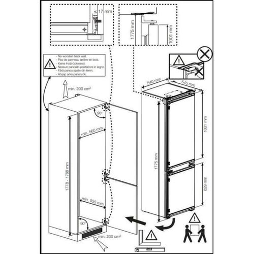 Réfrigérateur Combiné Intégrable  Bcha275k4sn - 2 Portes - 262 L - Semi No Frost - Blanc