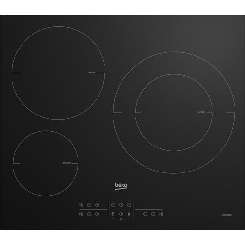 Table induction BEKO HII61M 3 foyers 60 cm Noir vue de face