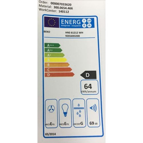 Hotte Visière 60 cm Blanc Hns61212wh