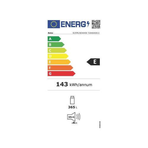 Réfrigérateur 1 porte - Froid Ventilé - Classe E - 365L - 186,5 cm - B1rmlne444w