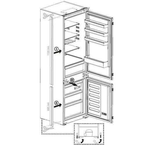 Réfrigérateur Combiné - 2 Portes - Intégrable - 254 L (185 L + 69 L) - Froid Ventilé - Classe E