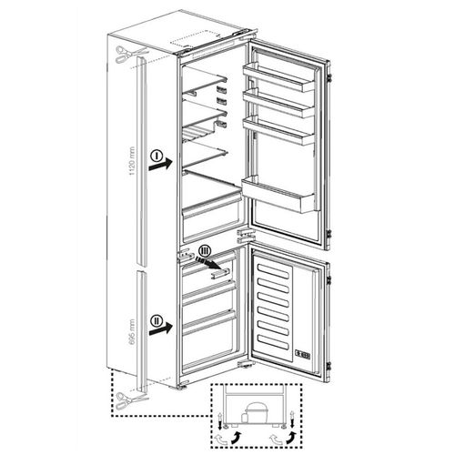 Réfrigérateur Combiné - 2 Portes - Intégrable - 254 L (185 L + 69 L) - Froid Ventilé - Classe E