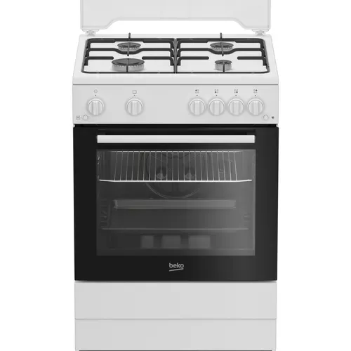 Cuisinière gaz BEKO FBG62121WD 4 foyers 64 L vue de face