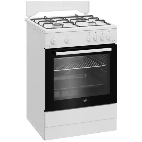 Cuisinière gaz BEKO FBG62121WD 4 foyers 64 L vue 3/4