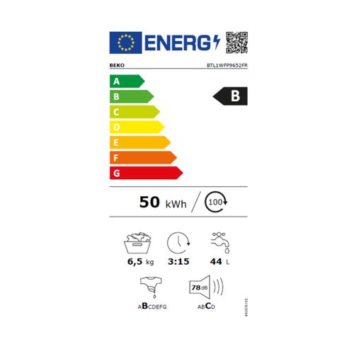 Lave-linge Top 6.5kg 1200 Tours/min Btl1wfp9652fr