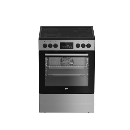 Cuisinière vitrocéramique BEKO CUV6732XG 4 foyers 72L vue de face