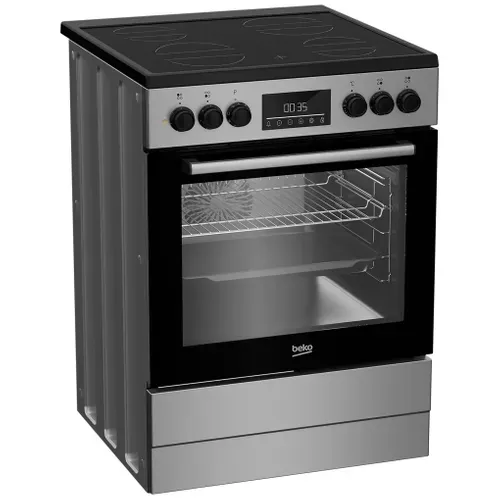 Cuisinière vitrocéramique BEKO CUV6732XG 4 foyers 72L vue 3/4