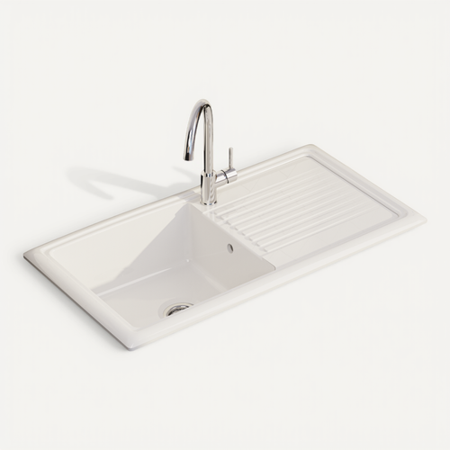 évier Céramique Blanc Brillant Vitra Arkitekt 1 Très Grand Bac 1 égouttoir