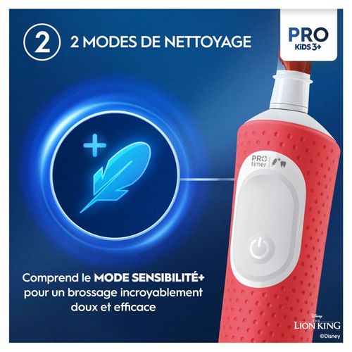 Brosse à Dents Électrique - Vitality Pro 103 - Lion King - 2 Modes - Pour Enfants De 3 Ans Et Plus