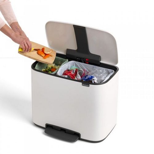 Poubelle À Pédale 2 Seaux 11+23l Blanc - 121142