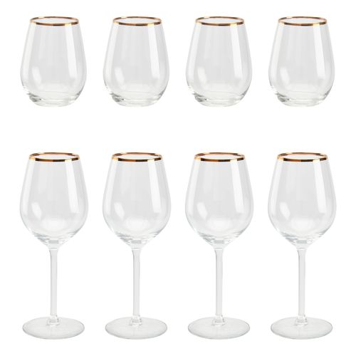Pack de 8 verres eau/vin CHALET Transparent vue de face